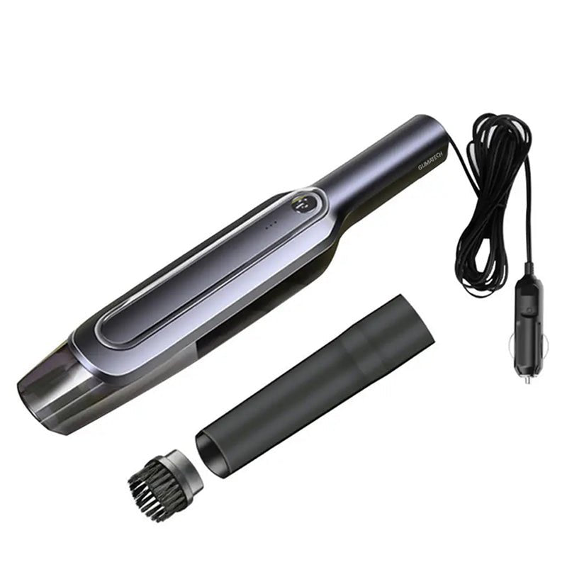 Aspirator auto cu fir pentru masina GLIMATECH, Putere 120W, Lungime clablu 4 m, Aspiratie ciclonica, 6000Pa, Filtru si Accesorii incluse, Incarcare la bricheta masinii, Negru