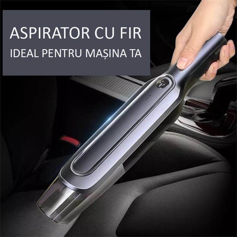 Aspirator auto cu fir pentru masina GLIMATECH, Putere 120W, Lungime clablu 4 m, Aspiratie ciclonica, 6000Pa, Filtru si Accesorii incluse, Incarcare la bricheta masinii, Negru
