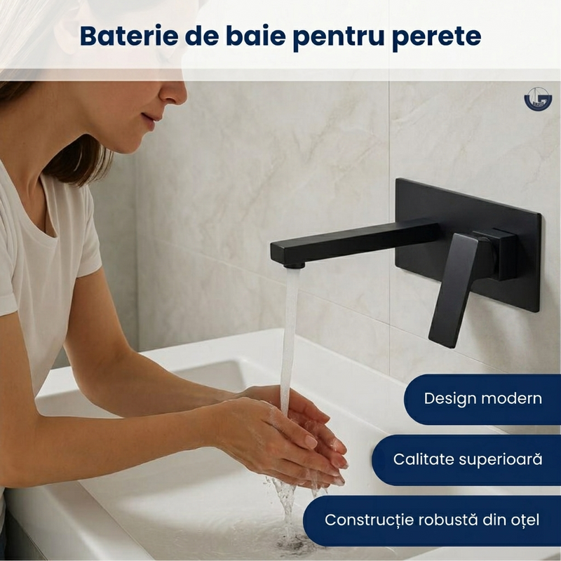 Baterie baie încastrată GLIMATECH DBN-7012, montaj pe perete, negru mat