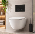 Clapeta de actionare WC GLIMATECH, dubla comanda, montaj universal rezervor incastrat, spalare cu doua volume de apa, rama ajustabila inclusa, butoane rotunde, negru mat