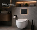 Clapeta de actionare WC GLIMATECH, dubla comanda, montaj universal rezervor incastrat, spalare cu doua volume de apa, rama ajustabila inclusa, butoane rotunde, negru mat