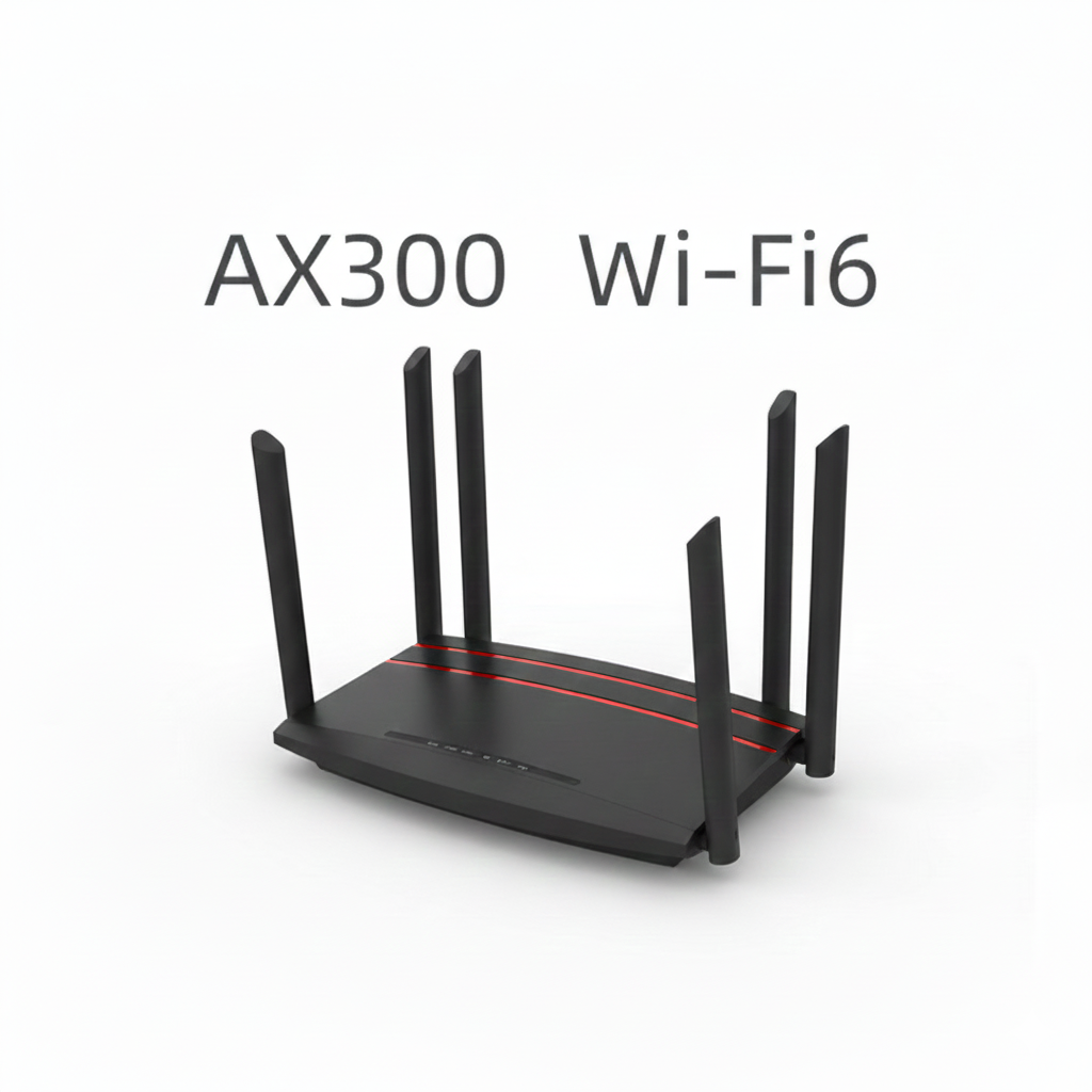 Router Wireless GLIMATECH AX3000, Dual Band 2.4-5.8 GHz, 6 Antene Externe, Viteza 1200 Mbps, One Mesh, 12V DC, Negru