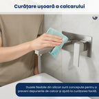 Baterie sanitară chiuvetă baie GLIMATECH negru mat, curățare ușoară calcar cu duze flexibile din silicon, prindere în perete, oțel inoxidabil
