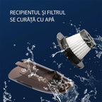 Aspirator portabil fara fir pentru casa si masina GLIMATECH, Wireless, Putere 120W, Timp de lucru 30 de minute, Aspiratie ciclonica, 6000Pa, Filtru si Accesorii incluse, Cablu incarcare USB inclus
