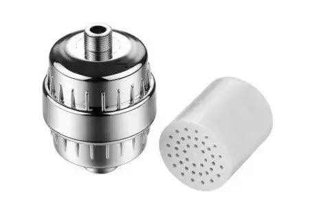 Rezerva filtru de dus 20 stagii filtrare, set carcasa crom argintiu si cartus alb de schimb, infuzie vitamina C, anti-impuritati