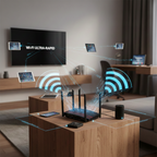 Router Wireless GLIMATECH AX3000, Dual Band 2.4-5.8 GHz, 6 Antene Externe, Viteza 1200 Mbps, One Mesh, 12V DC, Negru
