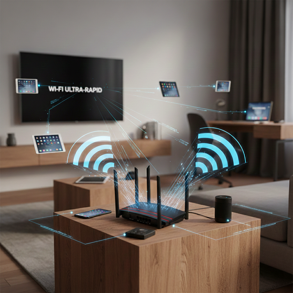 Router Wireless GLIMATECH AX3000, Dual Band 2.4-5.8 GHz, 6 Antene Externe, Viteza 1200 Mbps, One Mesh, 12V DC, Negru