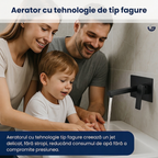 Baterie baie incastrata, GLIMATECH, model DBN-7012, monocomanda, montaj pe perete, valva inclusa, otel inoxidabil 304, finisaj periat, negru mat