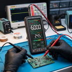 Multimetru digital smart cu touchscreen, 11 functii, NCV detectie automata, AC/DC 1000V, capacitate, rezistenta, frecventa, True RMS, GLIMATECH, ecran LCD, acumulator 1300mAh USB, lanterna integrata, husa transport, Negru
