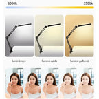 Lampa LED de birou Glimatech 3000-6000K cu 3 variatii de culoare - lumina rece, calda si galbena, protectie ochi