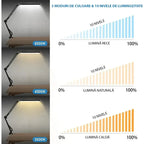Lampa LED de birou Glimatech 3 moduri culoare 3000K 4500K 6000K cu 10 nivele de luminozitate reglabile de la 0 la 100%
