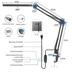 Lampa LED de birou Glimatech 32cm bara LED, alimentare USB 5V 2A, rotire 225-270 grade, brat 35cm, clema 5.6cm