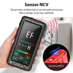 Multimetru digital smart Glimatech 683 cu senzor NCV pentru detecție tensiune fără contact, măsurare curenți AC/DC în prize și cabluri