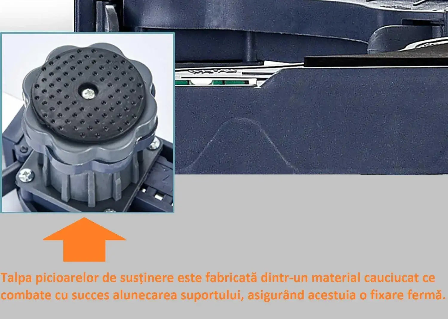 Suport GLIMATECH cu talpă din cauciuc antiderapant la picioare, fixare fermă pe orice suprafață, material rezistent

