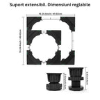 Suport reglabil Glimatech dimensiuni ajustabile 40-62cm lungime și lățime, înălțime picioare 6.5-9cm, structură extensibilă negru