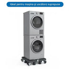Suport reglabil Glimatech gri ideal pentru mașină de spălat și uscător suprapuse, susținere 300kg, înălțime ajustabilă 11-12.7cm