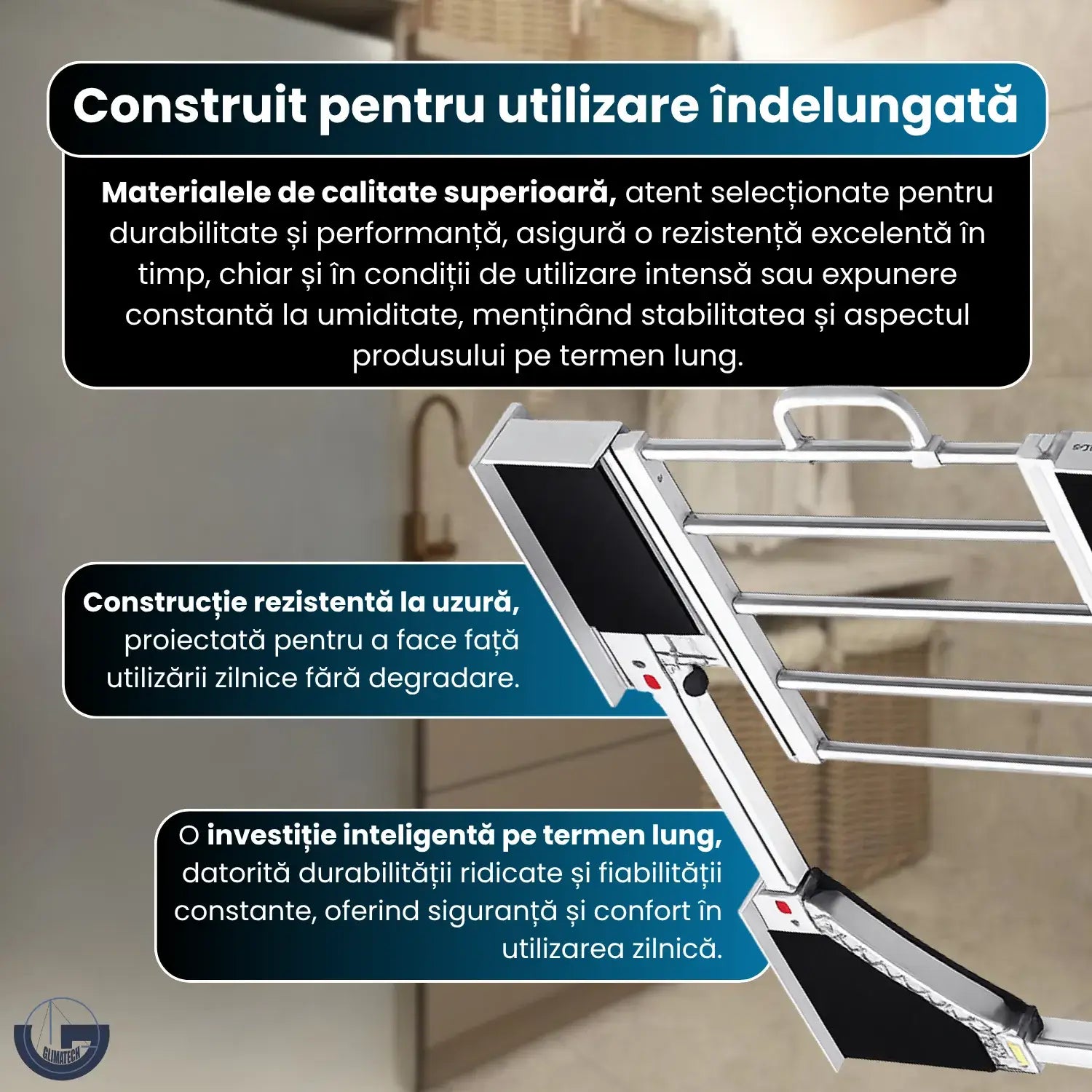 Suport stivuire mașină de spălat GLIMATECH din materiale rezistente la uzură, construcție durabilă pentru utilizare zilnică