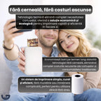 Imprimantă portabilă GLIMATECH fără cerneală, tehnologie termică fără cartușe, imprimare rapidă economică și ecologică, compatibilă Android și iOS