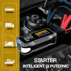 Jump Starter inteligent GLIMATECH 4000A compatibil cu vehicule pe benzină 8L, diesel 6L, motociclete și bărci, pornire rapidă baterie descărcată