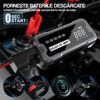 Jump Starter auto portabil GLIMATECH 4000A pornind în siguranță o baterie descărcată în câteva secunde, sistem 0 SEC START, cabluri inteligente
