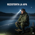 Lanternă de cap LED profesională Glimatech pentru pescuit, 20000 lumeni, cu powerbank integrat, iluminare puternică și durabilă.