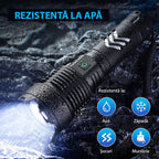 Lanternă LED profesională GLIMATECH 120000 lumeni, reîncărcabilă, rezistentă apă