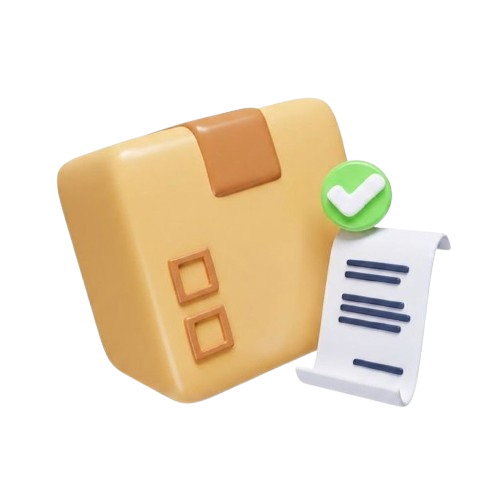Toy mailbox with a checkmark and list on a white background