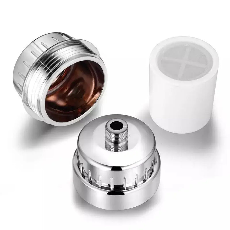 Rezerva filtru de dus 20 stagii filtrare Glimatech cu infuzie vitamina C - componente carcasa crom si cartus ceramic alb