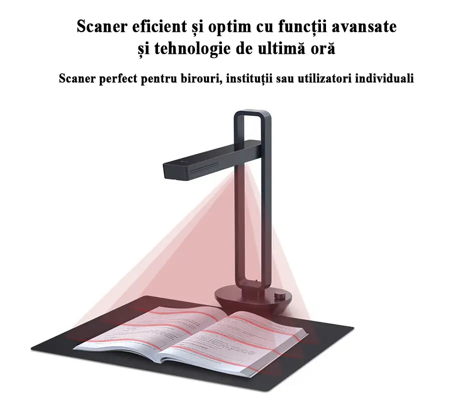 Scanner profesional de mare viteză GLIMATECH cu funcții avansate, ideal pentru birouri și instituții, recunoaștere text OCR, portabil negru