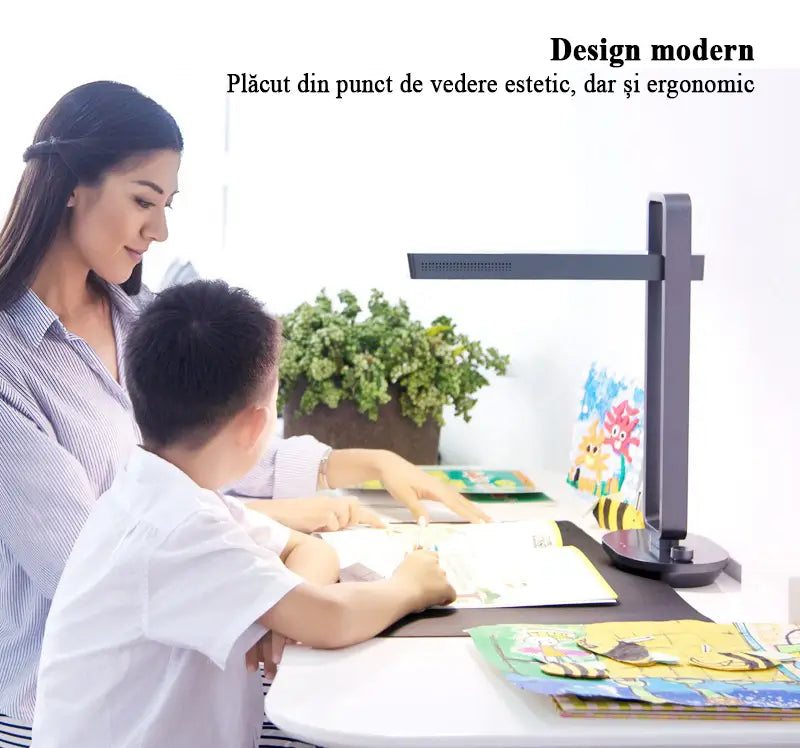Scanner profesional de mare viteză GLIMATECH negru, design modern ergonomic, compatibil Android iOS, utilizare acasă și școală