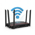 Router wireless Glimatech AX3000 dual band cu 6 antene și semnal puternic, viteza de până la 1200Mbps.