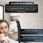 Set duș premium Glimatech negru cu pară ergonomică, jet puternic și uniform, presiune optimizată și debit constant la utilizare intensă