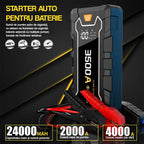 tarter auto portabil GLIMATECH 3500A albastru negru, powerbank 24000mAh, curent pornire 2000A, vârf 4000A, lanternă SOS, încărcare wireless, multiple porturi