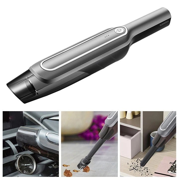 Aspirator portabil fara fir pentru casa si masina GLIMATECH, Wireless, Putere 120W, Timp de lucru 30 de minute, Aspiratie ciclonica, 6000Pa, Filtru si Accesorii incluse, Cablu incarcare USB inclus