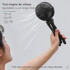 Ventilator portabil GLIMATECH cu 3 trepte de viteză ajustabile dintr-un singur buton, cap rotativ 360 grade, compact și ușor de ținut în mână